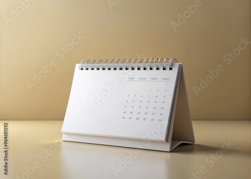 Empty spiral desk calendar 3d mock-up in table home and office Blank 3D table calendar. Office and home decor. Bright minimal background photo for your content