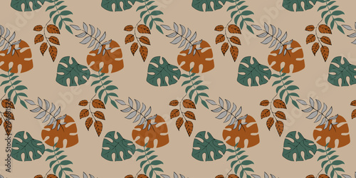Creative conceptual images of abstract tree leaves, textures in a minimalistic style. Modern design templates for holidays, advertising, brand, bed linen. Ornament, seamless pattern, texture.