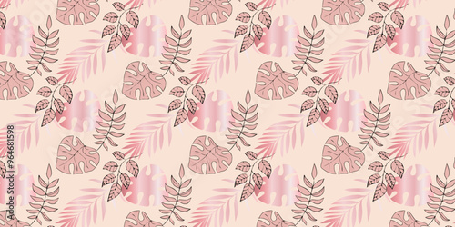 Creative conceptual images of abstract tree leaves, textures in a minimalistic style. Modern design templates for holidays, advertising, brand, bed linen. Ornament, seamless pattern, texture.