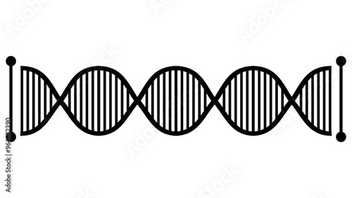 Fényképezés Simple black and white icon of a DNA double helix, representing genetics, biolog