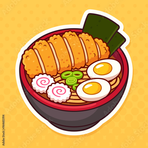 Katsu ramen cartoon drawing