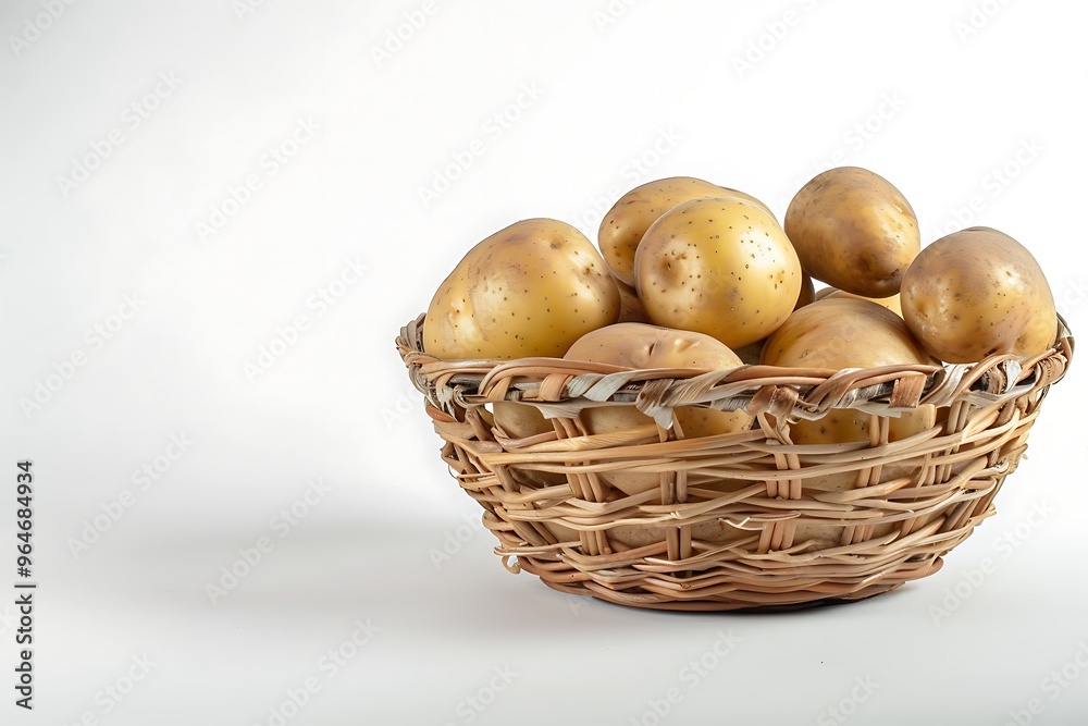 Fresh potatoes Fruit in a basket on white background Fresh potatoes Fruit in a basket on white background
