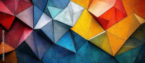 Abstract Geometric Wall with Vibrant Colors photo