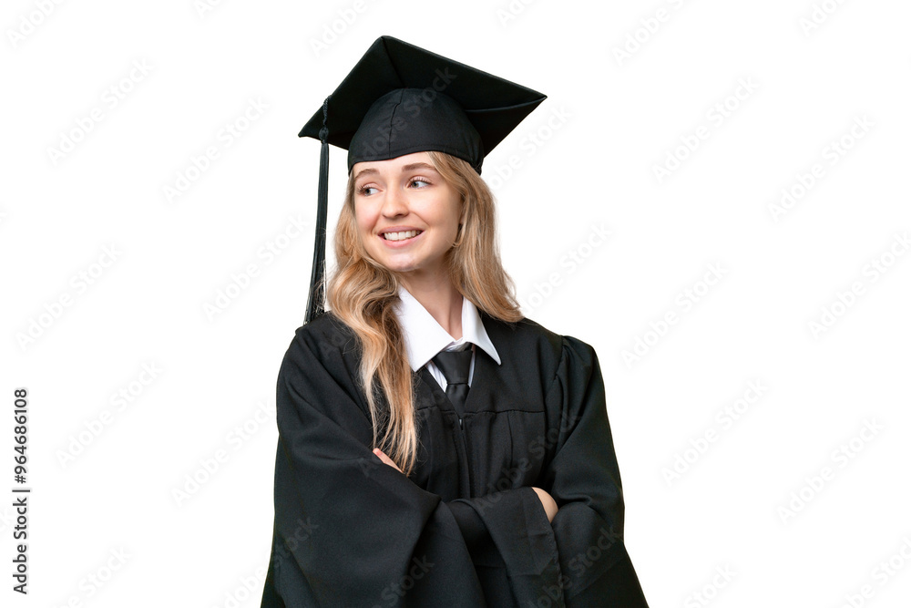 Young university English graduate woman over isolated background with arms crossed and happy Young university English graduate woman over isolated background with arms crossed and happy