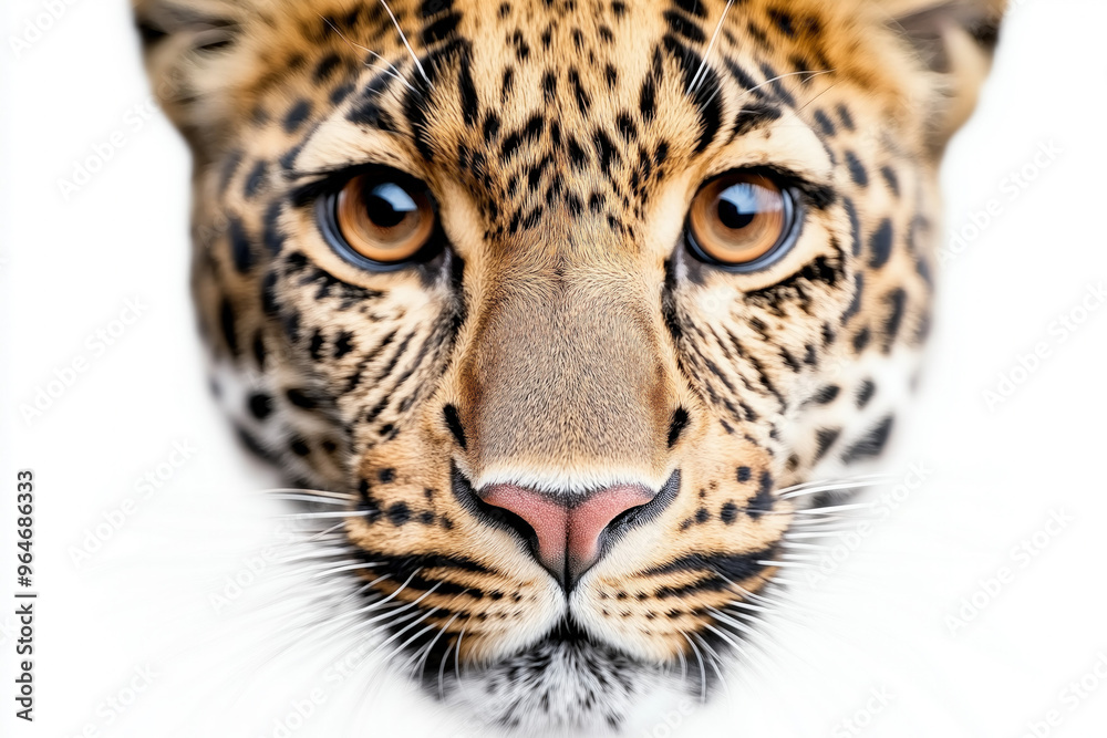 Naklejka premium Leopard On A White Background