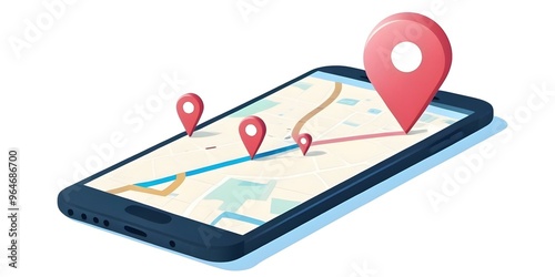 A smartphone screen displaying a map with several location pins, representing a navigation or location tracking application