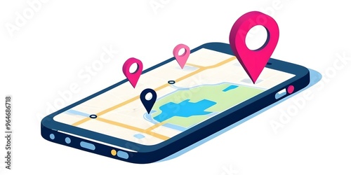 A smartphone screen displaying a map with several location pins, representing a navigation or location tracking application