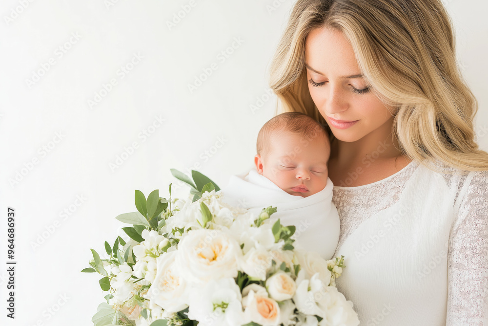 Mother And Newborn On A White Background Mother And Newborn On A White Background