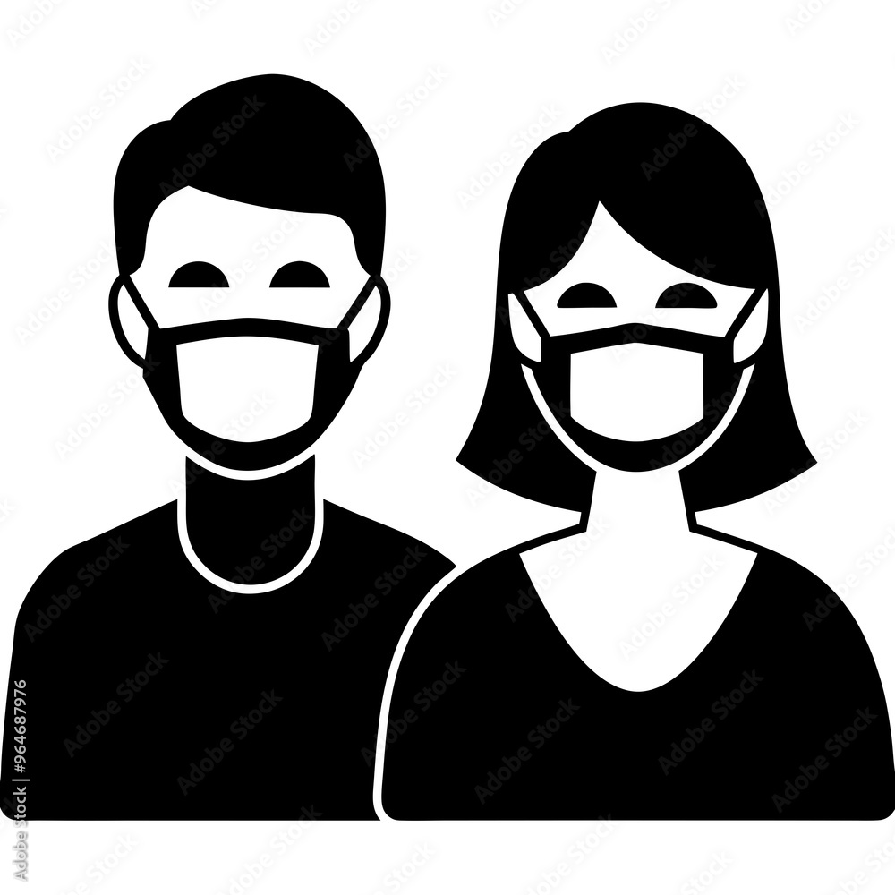 Vector Art of People Wearing Medical Masks Vector Art of People Wearing Medical Masks