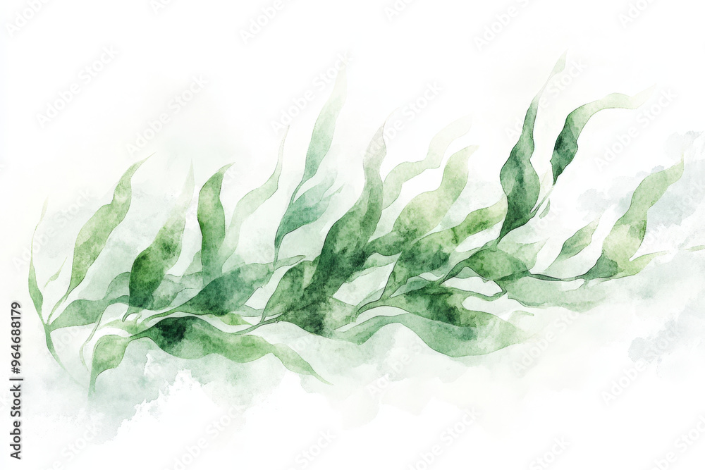 Obraz premium Watercolor painting representing a medicinal plant with large green leaves for natural alternative medicine