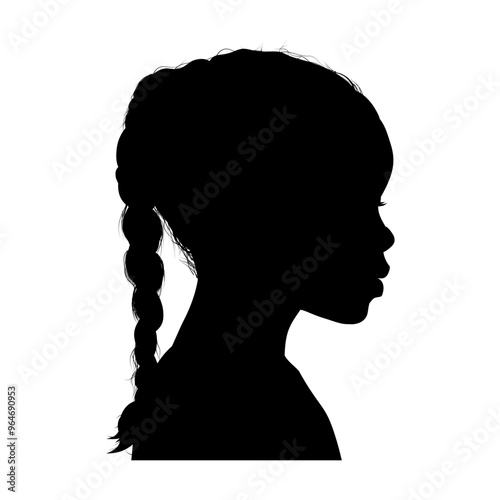 Silhouette of a black girl side view, progil - vector illustration