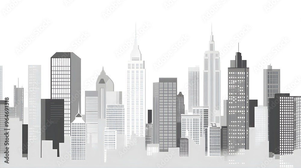 custom made wallpaper toronto digitalModern City Skyline Illustration Black and White Architecture Design