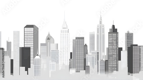 Wallpaper Mural Modern City Skyline Illustration   Black and White Architecture Design Torontodigital.ca