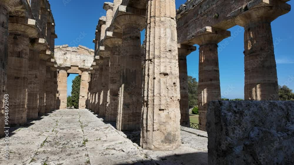 The majest archeological site of Paestum, in the Province of Salerno, Campania, Italy. The majest archeological site of Paestum, in the Province of Salerno, Campania, Italy.