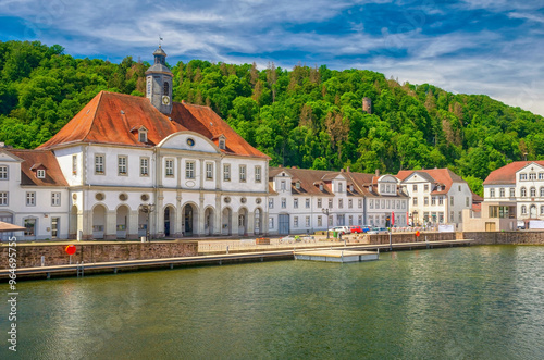 Barockhafen und Altes Rathaus der Kurstadt Bad Karlshafen bei Kassel an der Weser in Hessen, Deutschland photo