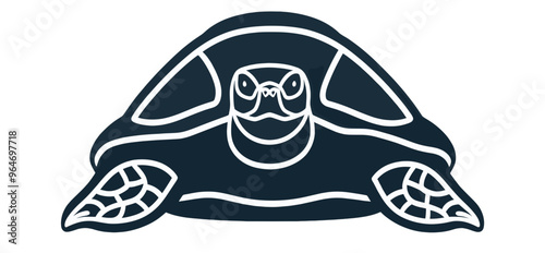 Minimalistic black silhouette of a sea turtle on a plain background, simple and modern graphic design icon