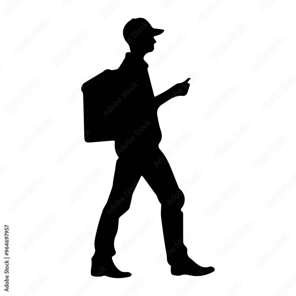 Silhouette of a walking courier on a transparent background Silhouette of a walking courier on a transparent background