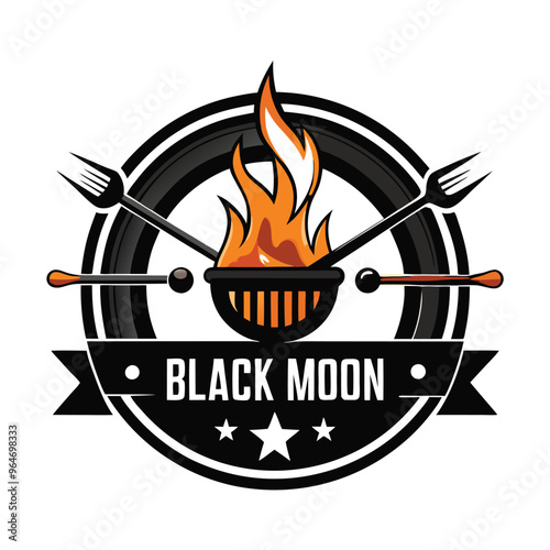 Barbecue logo template with details