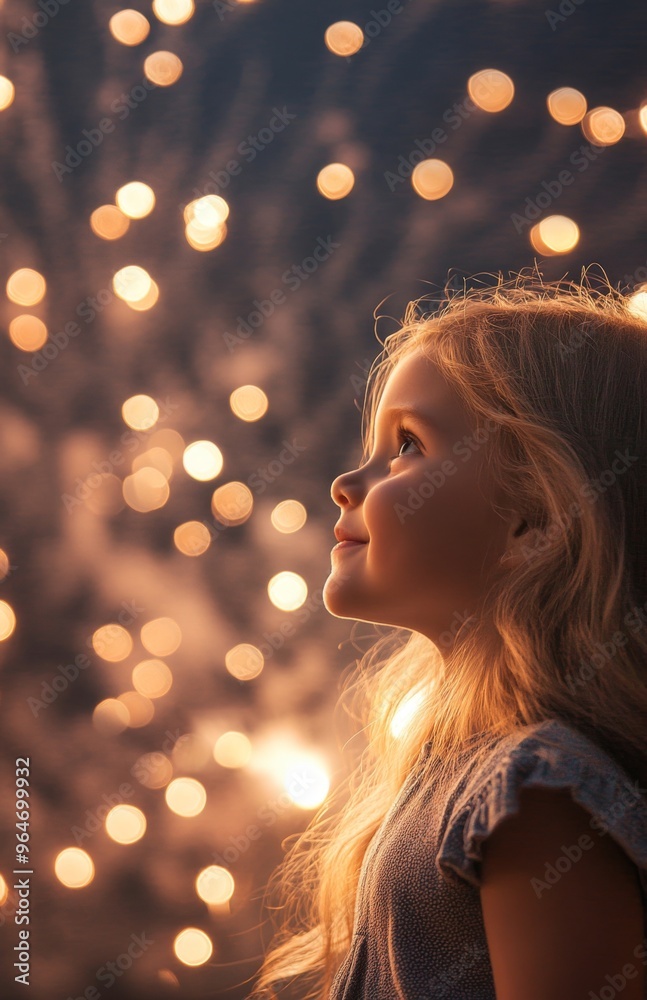 A young girl watches fireworks at night, symbolizing celebration and joy on New Year's Eve A young girl watches fireworks at night, symbolizing celebration and joy on New Year's Eve