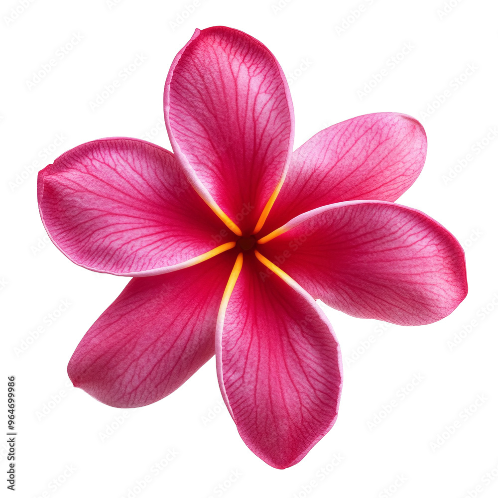 Fototapeta premium Red Plumeria Flower Isolated on White Background – Beautiful Frangipani with Clipping Path