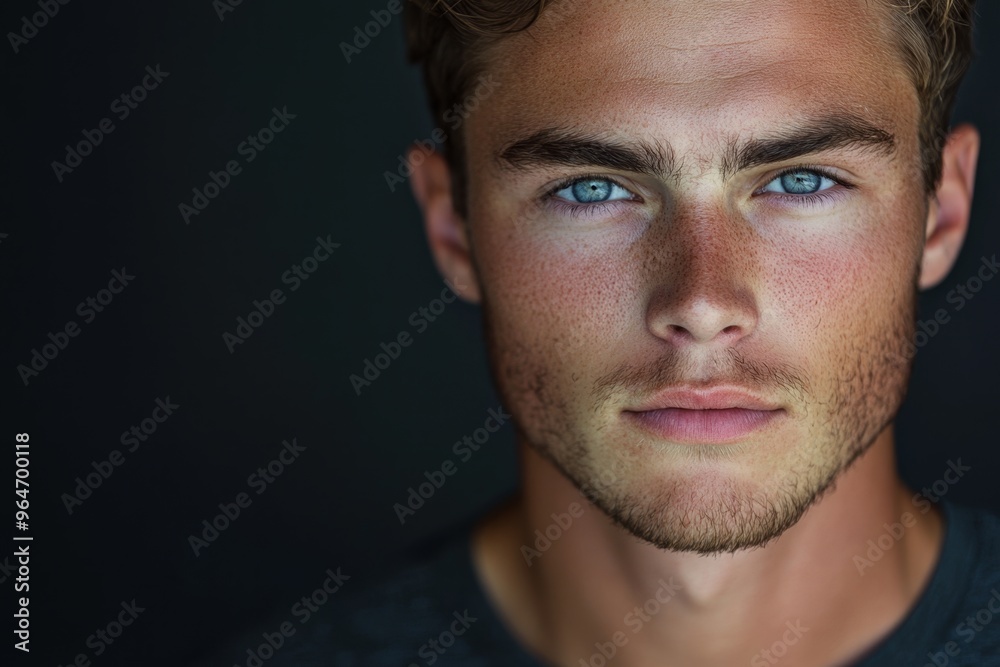 Close-up portrait of a man with intense blue eyes Close-up portrait of a man with intense blue eyes