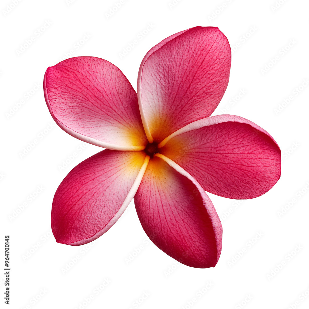 Fototapeta premium Red Plumeria Flower Isolated on White Background – Beautiful Frangipani with Clipping Path