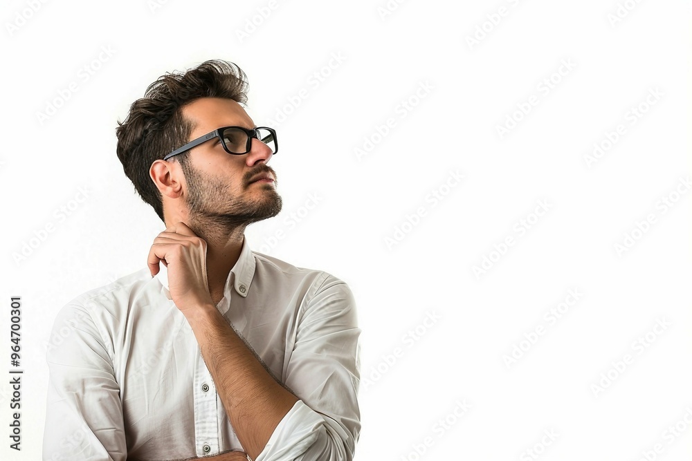 a man wearing glasses and a white shirt