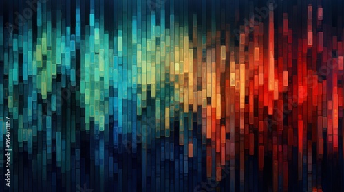 Abstract Digital Glitches Mosaic Pattern Background with Gradient. Vibrant Colors, Pixelated Texture