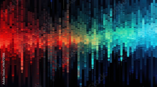 Abstract Digital Glitches Mosaic Pattern Background with Gradient. Vibrant Colors, Pixelated Texture