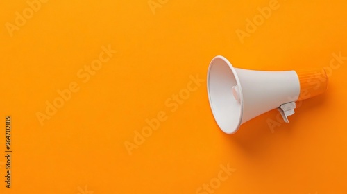 Vibrant Megaphone Against Orange Background