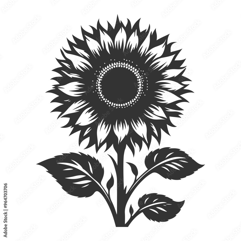 Vibrant black silhouette of a sunflower, beautiful floral designs, nature-inspired artwork, and botanical themes. Vibrant black silhouette of a sunflower, beautiful floral designs, nature-inspired artwork, and botanical themes.