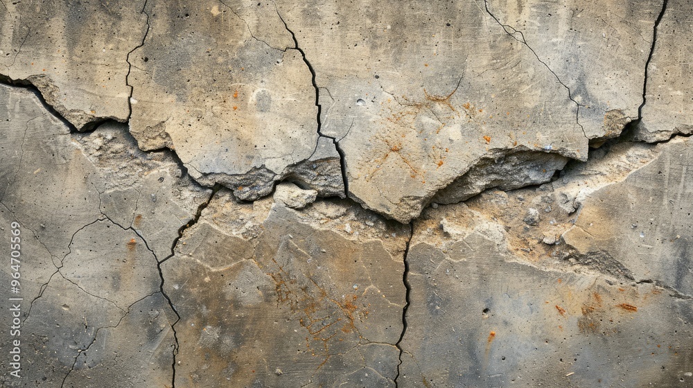 Texture of a cracked line on a concrete wall