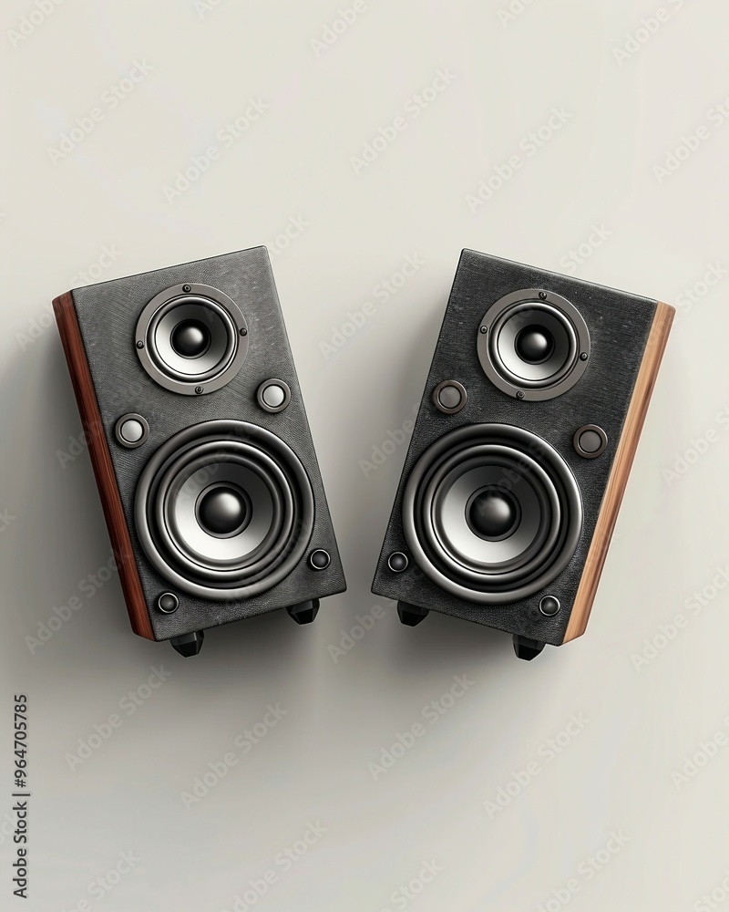 a pair of speakers sitting on top of each other a pair of speakers sitting on top of each other