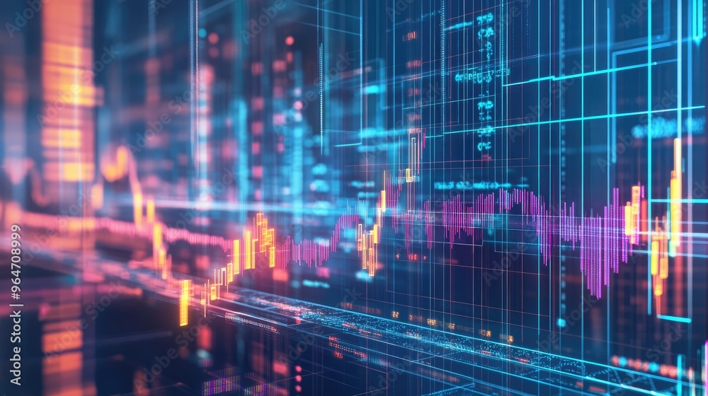 Abstract Digital Stock Market Data with Neon Lines Abstract Digital Stock Market Data with Neon Lines
