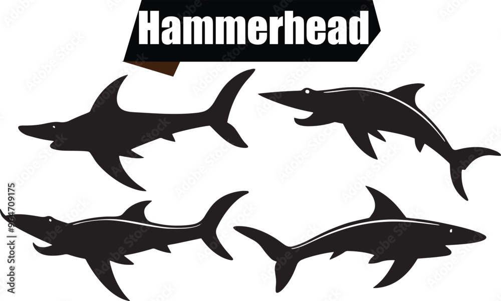 Fototapeta premium Hammerhead Modern Black Silhouette Design Elements
