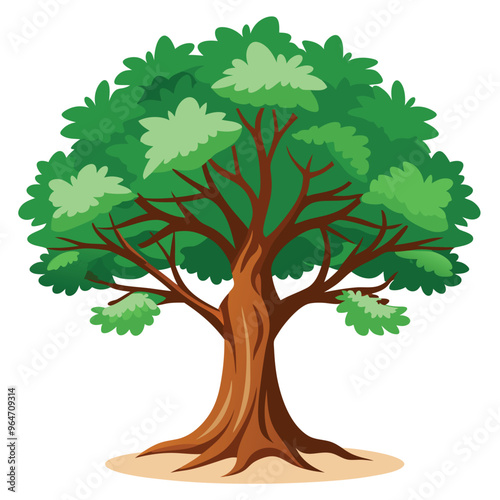 Beautiful Single Big Tree Vector Illustration