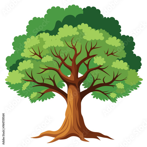 Beautiful Single Big Tree Vector Illustration