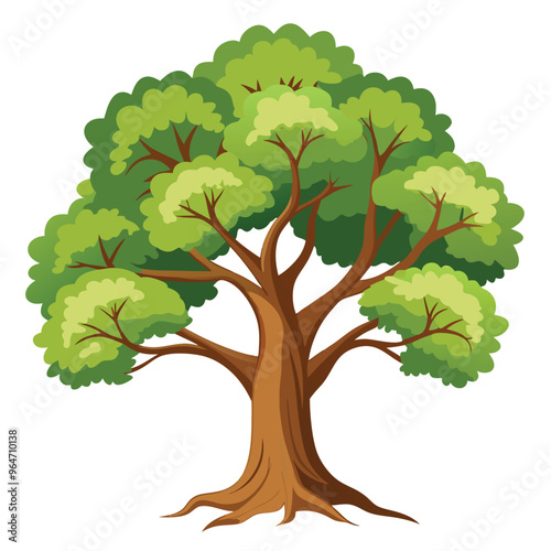 Beautiful Single Big Tree Vector Illustration