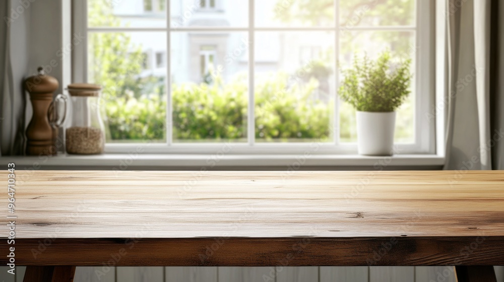 Fototapeta premium Cozy Kitchen View with Wooden Table
