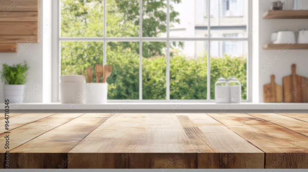 Fototapeta premium Bright Kitchen View with Wooden Table