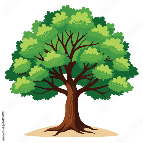 Beautiful Single Big Tree Vector Illustration