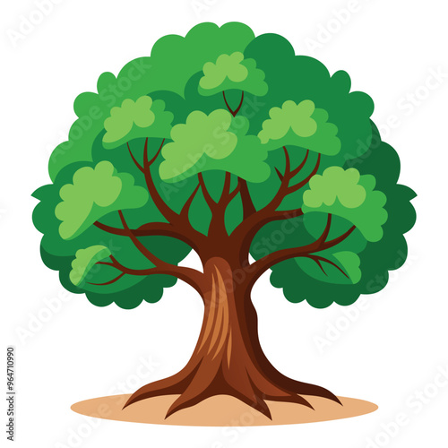 Beautiful Single Big Tree Vector Illustration