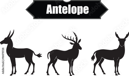Antelope Modern Black Silhouette Design Elements
