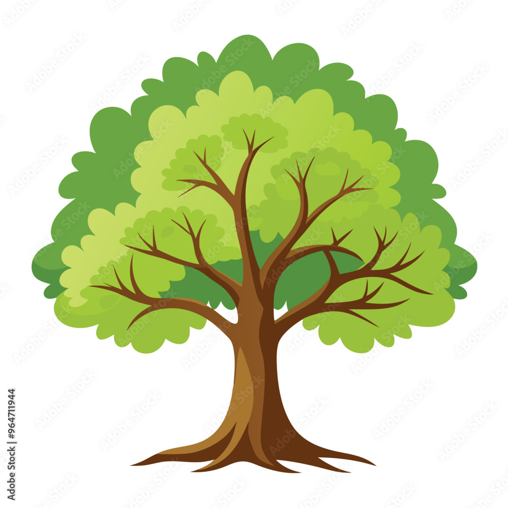 Obraz premium Beautiful Single Big Tree Vector Illustration