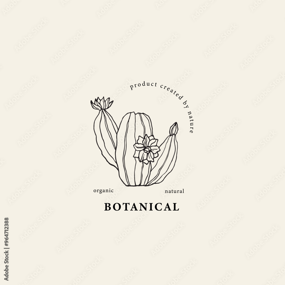 Fototapeta premium Hand drawn cactus flower illustration