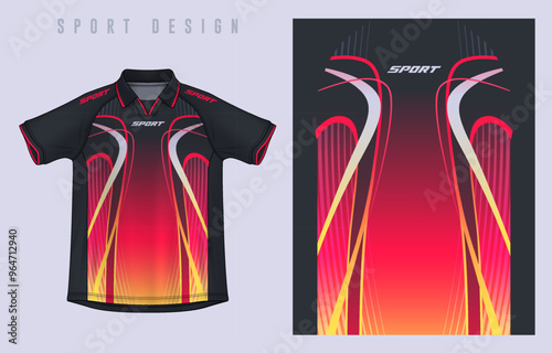 Fabric textile design for Sport t-shirt, Soccer jersey mockup for football club. uniform front view.	
