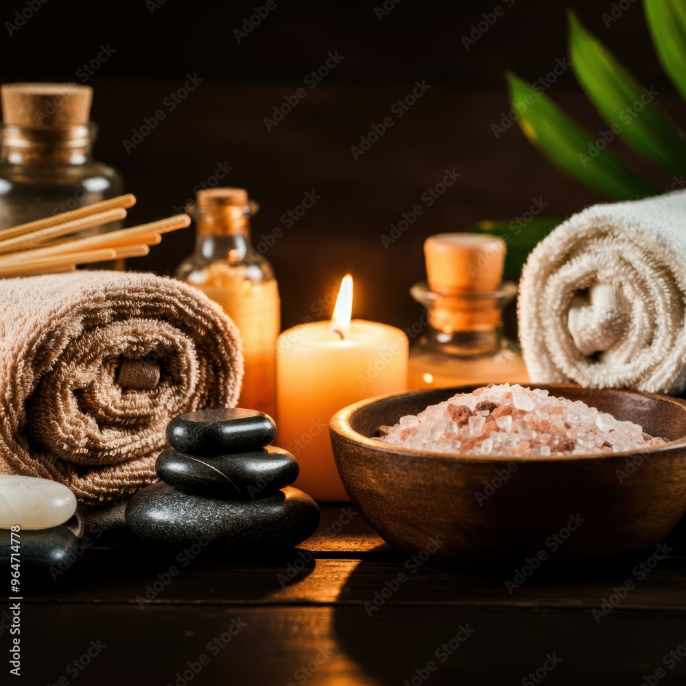 Beauty spa treatment with candles