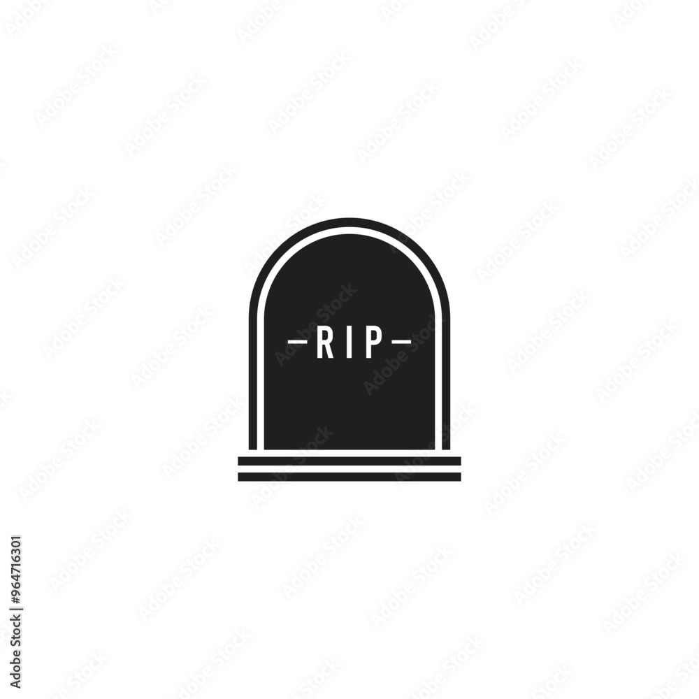 Minimalist rip gravestone icon depicting death Minimalist rip gravestone icon depicting death