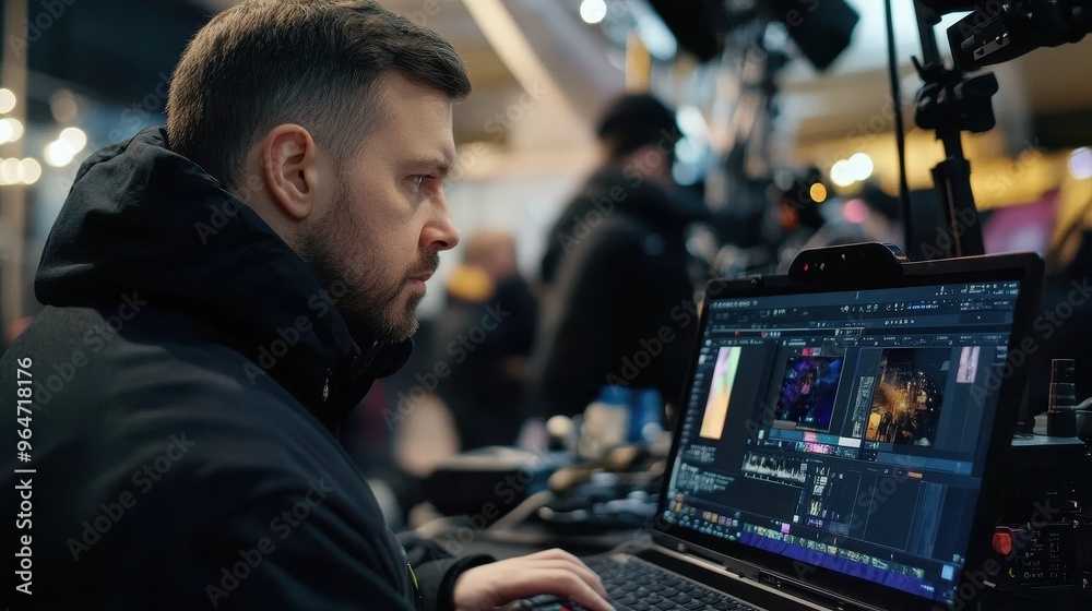 Behind-the-Scenes Look at Influencer Editing Video for Marketing Laptop Camera Behind-the-Scenes Look at Influencer Editing Video for Marketing Laptop Camera