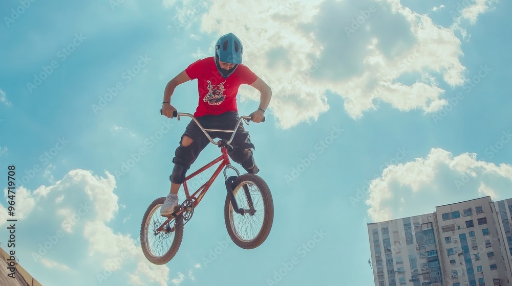 BMX Biker Performing Tricks in Mid-Air